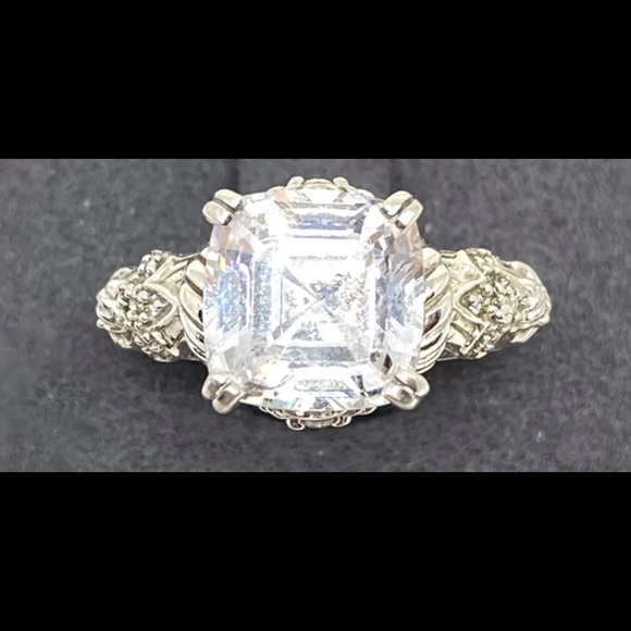 Judith Ripka Sterling Silver Asscher Cut Cubic Zirconia Ring, Size 5 - Picture 10 of 10